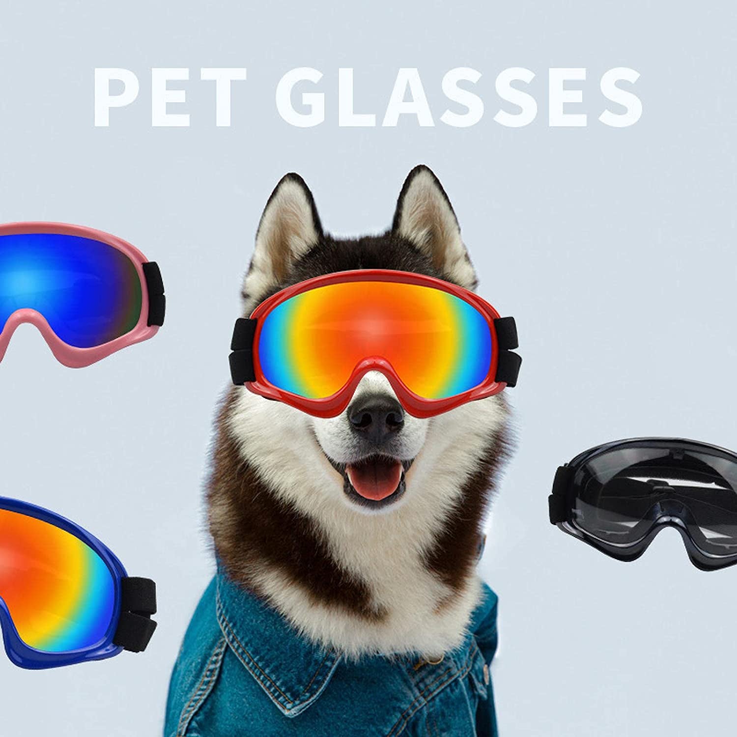 AOOF Pet Dog Glasses Eye Mask Prevent Sunglasses Colorful Waterproof Pet Glasses Sunglasses Dog Sunglasses Goggles Medium and Large Dogs Windproof Shading Pink Framed Red Tablet, Blue,Silver Animals & Pet Supplies > Pet Supplies > Dog Supplies > Dog Apparel AOOF   