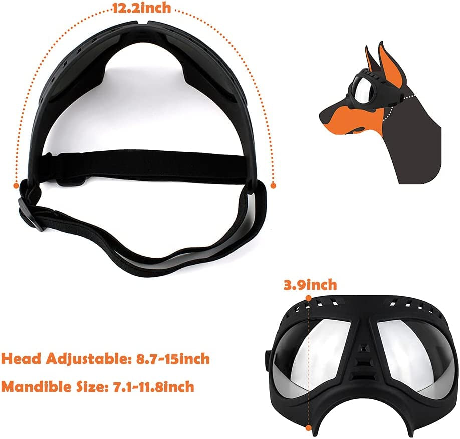 Dog Goggles Medium or Large Dog Sunglasses Anti-Uv Waterproof Windproof Snowproof Eye Protection Dog Skiing Eyewear for Long Snout Dogs (Black) Animals & Pet Supplies > Pet Supplies > Dog Supplies > Dog Apparel JIALI7SEC   