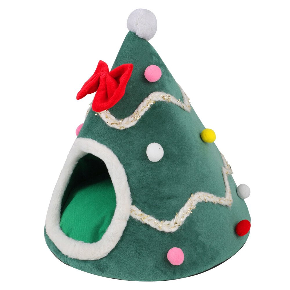 Lucky Monet Pet Cat Cave Bed Kitty Tent House Nest for Small Dog Christmas Tree Shape, Green Animals & Pet Supplies > Pet Supplies > Cat Supplies > Cat Beds Lucky Monet   