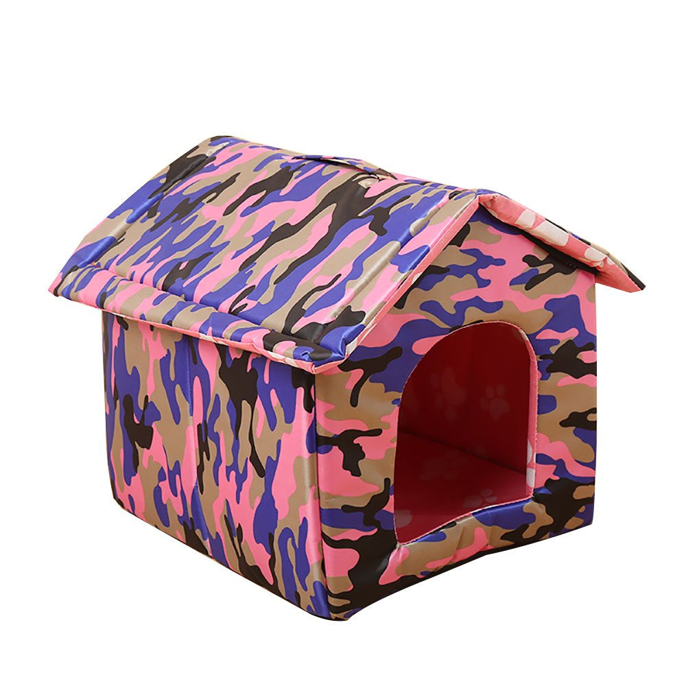 Cat House with Waterproof Canvas Roof,Pet Nest Kitty Shelter, Feral Cat Cave Pet House, Cat Dog Tent Cabin for Small Pet Indoor Outdoor Animals & Pet Supplies > Pet Supplies > Dog Supplies > Dog Houses ALLOMN Camouflage Red  