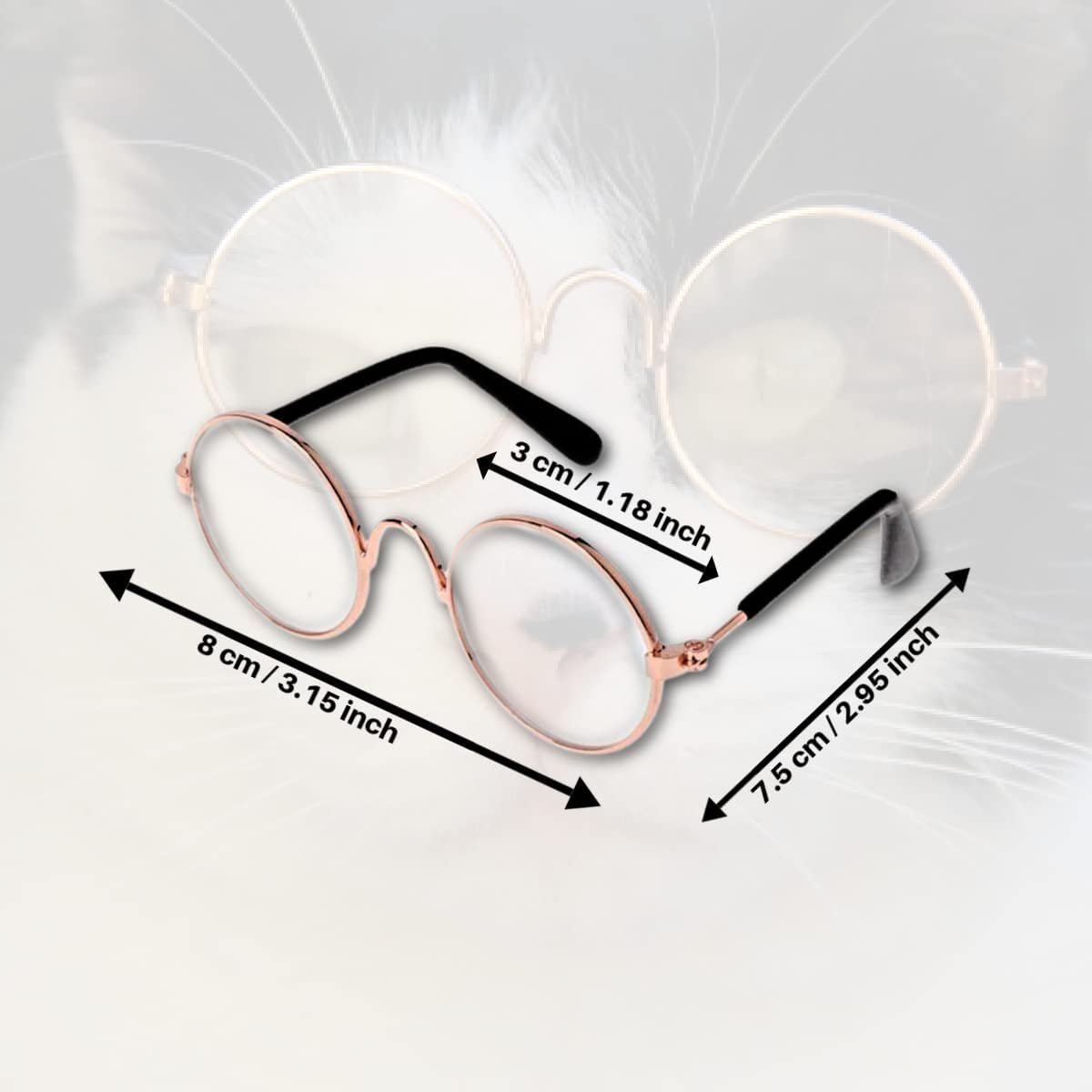 KK Pets 1Pack Classic Gold Frame Retro Circular Metal Pet Sunglass Adjustable Random Letter Strap Pouch Clean Cloth Costume Cute and Funny Pet Kitten Small Dog Sunglasses Dog Goggles Cosplay Puppy Animals & Pet Supplies > Pet Supplies > Dog Supplies > Dog Apparel kk pets   