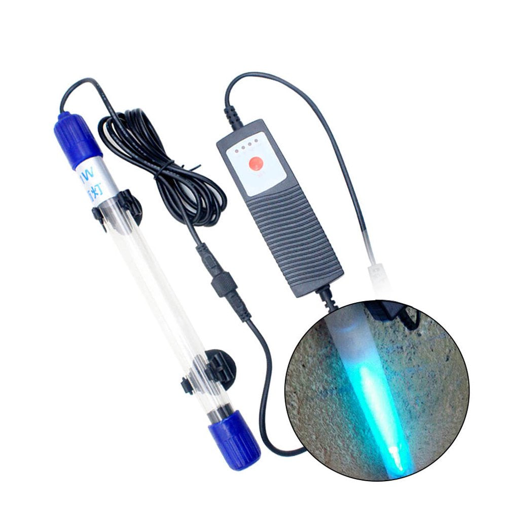 Submersible UV Sterilizer Light Aquarium Ultraviolet Water Cleaner Algae Green Disinfection Light US Plug 7W 110V