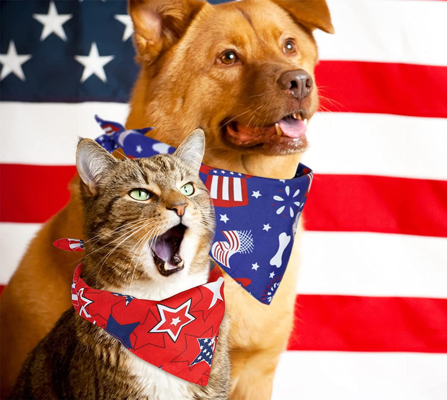 Pets Vv 2 Pack 4Th of July Dog Bandana, Americ-An Flag Patriotic Dog Bandanas USA Triangle Bibs Scarf Accessories for Small Medium Dogs Cats Pets Animals, Labor Day Accessories Animals & Pet Supplies > Pet Supplies > Dog Supplies > Dog Apparel Pets vv   