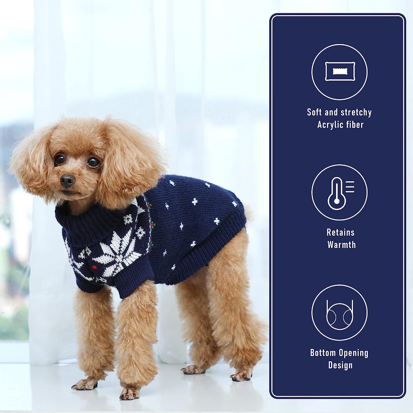 MECHHEIT Dog Sweater Knitted Pet Cat Sweater - Dog Sweaters for Small Dogs, Soft Thickening Warm Pup Dogs Shirt Winter Puppy Sweater for Small Medium Dogs Christmas Sweat Animals & Pet Supplies > Pet Supplies > Dog Supplies > Dog Apparel MECHHEIT   