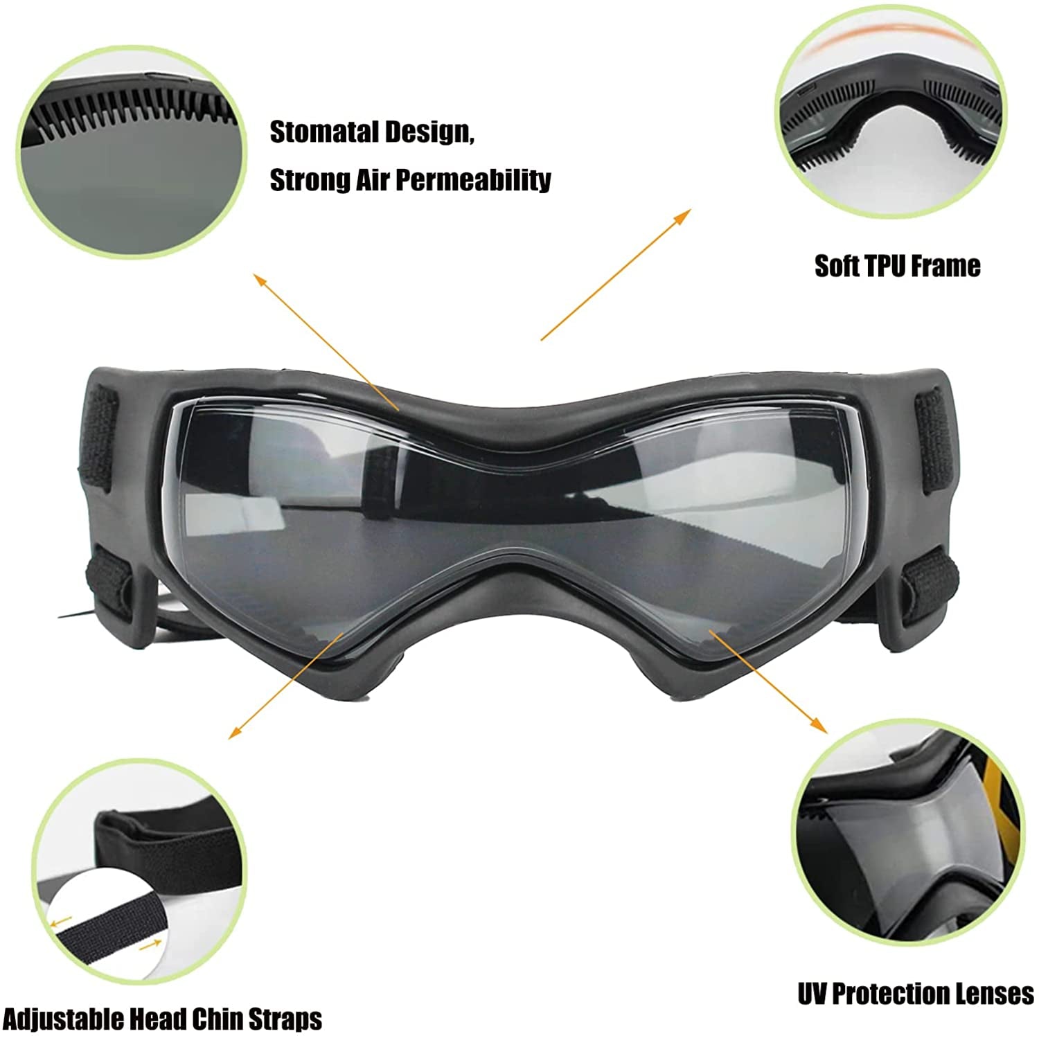 Shingoql Dog Goggles Easy Wear Small Dog Sunglasses Adjustable Anti-Uv Waterproof Windproof Puppy Glasses for Small Breed to Medium Dog (Black) Animals & Pet Supplies > Pet Supplies > Dog Supplies > Dog Apparel Shingoql   