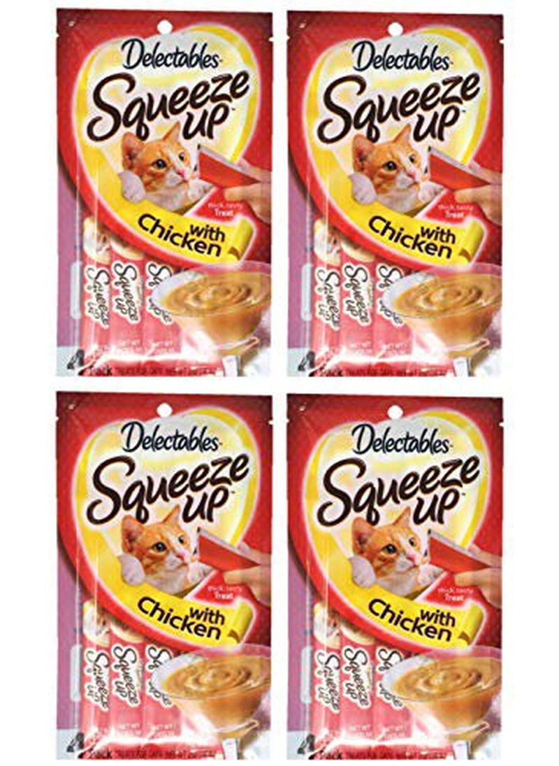 Delectables Squeeze up Hartz Cat Treats Bundle of 4 Flavor Pouches, 2.0 Oz Each (Chicken) Animals & Pet Supplies > Pet Supplies > Cat Supplies > Cat Treats Delectables   