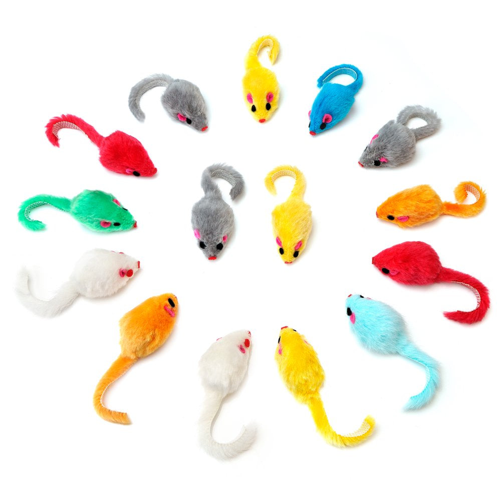 Chiwava 36PCS 4.1'' Furry Cat Toy Mice Rattle Small Mouse Kitten Interactive Play Assorted Color Animals & Pet Supplies > Pet Supplies > Cat Supplies > Cat Toys Wonpet Co., Ltd   