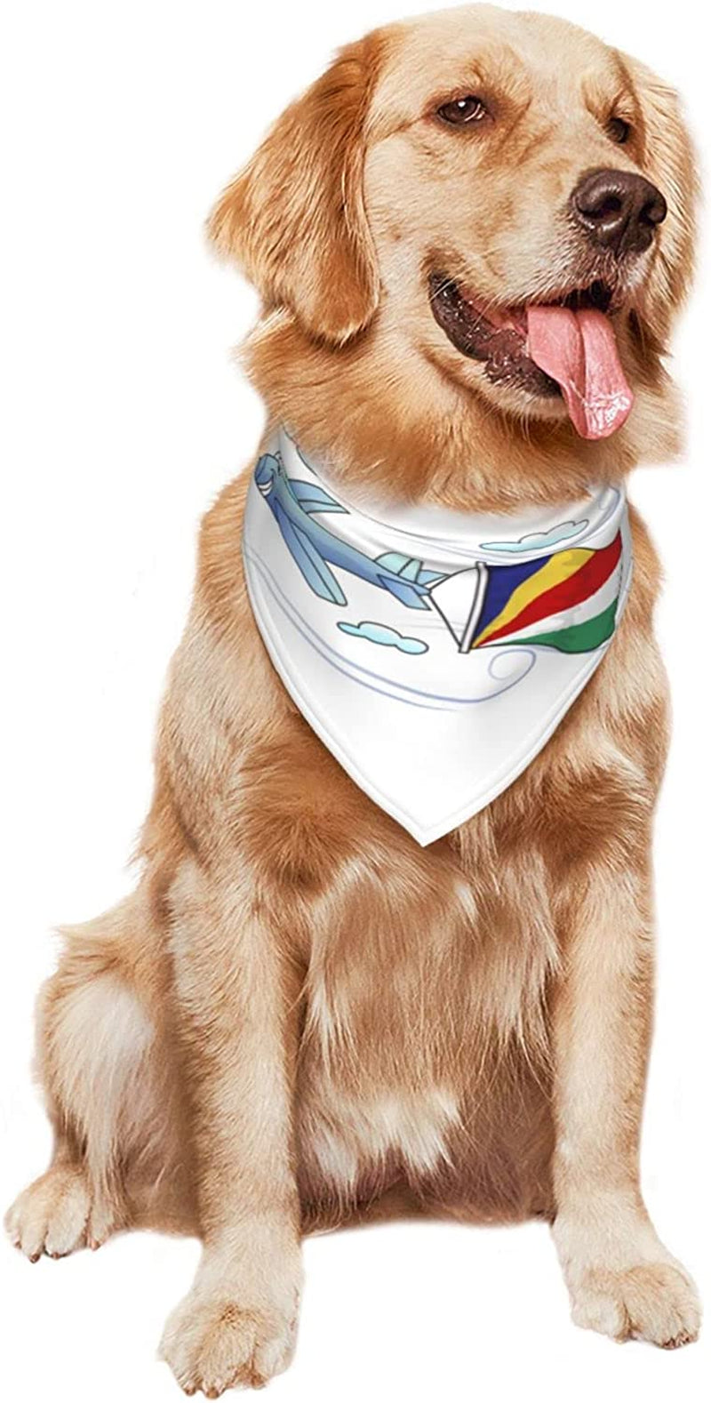 Airplane with Flag Seychelles Pet Dog and Cat Decorative Triangle Scarf,Dog Bandana,Breathable and Stain Resistant. Animals & Pet Supplies > Pet Supplies > Dog Supplies > Dog Apparel ZALTAS   