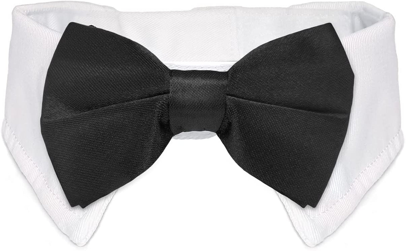 Bowtie for Dog, KOOLMOX Dog Bow Tie Collar Black, Adjustable White Dog Tuxedo Collar with Black Dog Neck Bow Tie for Medium Large Boy Dog Wedding Formal Tuxedo Suit Tux Outfits Birthday Costumes Animals & Pet Supplies > Pet Supplies > Dog Supplies > Dog Apparel Koolmox Black White Fit Neck Girth: 10.2-14'' 