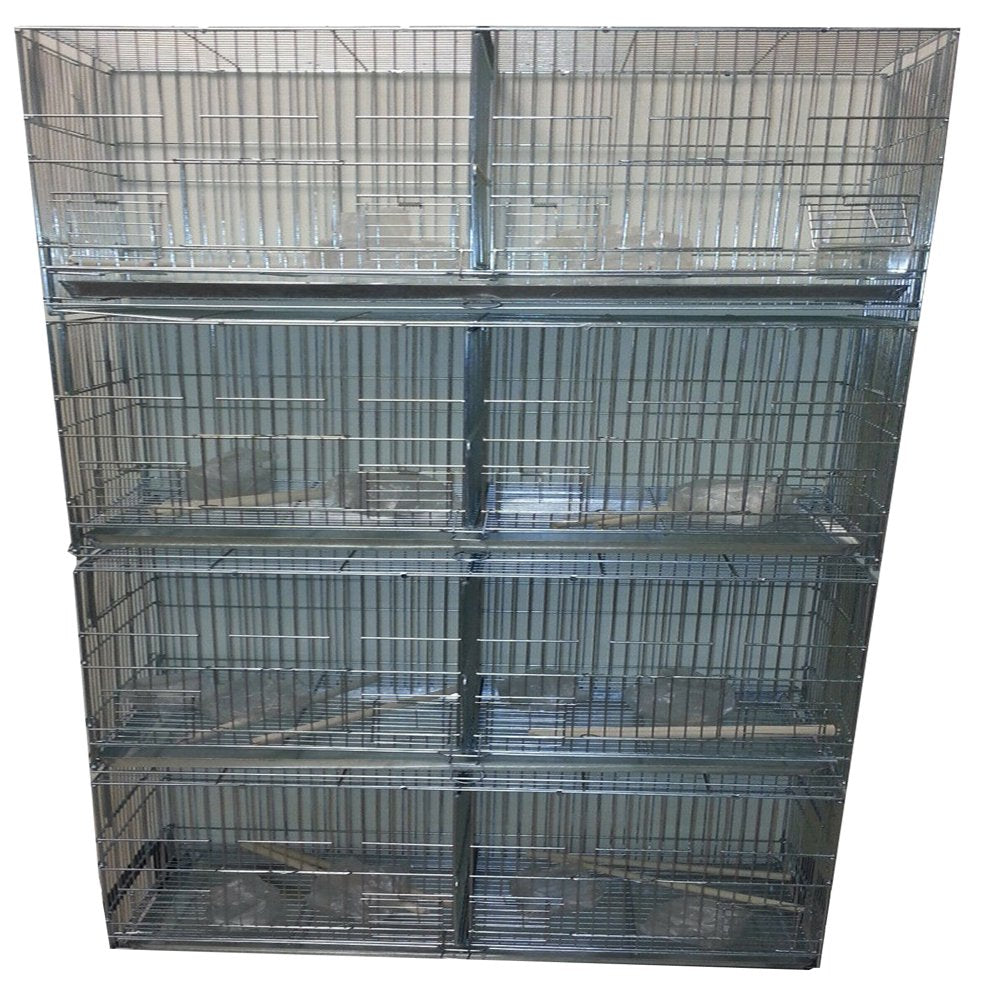 LARGE Combo-4 of Galvanized Zinc Plated Stack & Lock Double Breeding Breeder Flight Bird Cage Center Dividers Side Breeding Nest Doors with Rolling Stand Animals & Pet Supplies > Pet Supplies > Bird Supplies > Bird Cages & Stands Mcage   