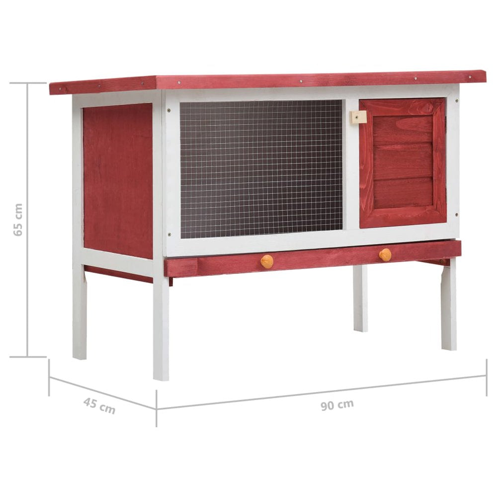Greensen Outdoor Rabbit Hutch 1 Layer Red Wood Small Animal Habitats & Cages New