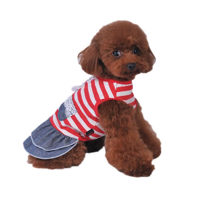 Lovely Dog Puppy Denim Dress Dog Cat Pet Tutu Skirt Princess Wedding Dress Cute Dog Apparel Dog Clothing Animals & Pet Supplies > Pet Supplies > Dog Supplies > Dog Apparel Funcee   