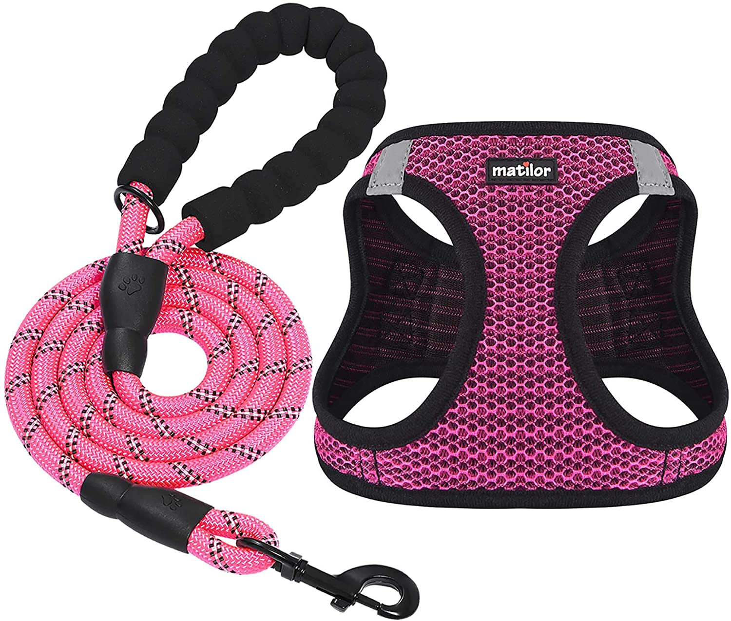 Matilor Dog Harness Step-In Breathable Puppy Cat Dog Vest Harnesses for Small Medium Dogs Animals & Pet Supplies > Pet Supplies > Dog Supplies > Dog Apparel matilor Pink L (Chest 17''-20'', Weight 14-19 lb) 