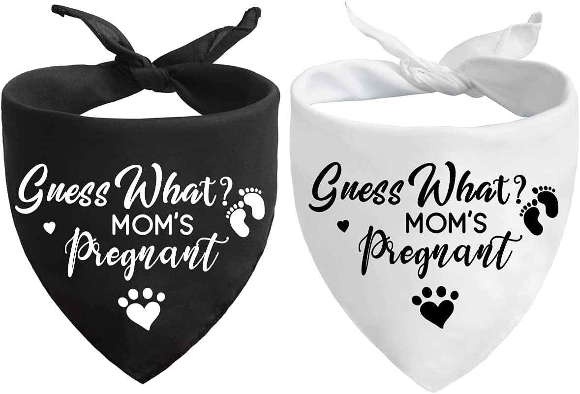 Guess What? My Mom Is Pregnant, Pregnancy Announcement Dog Bandana, Gender Reveal Photo Prop Pet Scarf Decorations Accessories, Pet Accessories for Dog Lovers, Pack of 2 Animals & Pet Supplies > Pet Supplies > Dog Supplies > Dog Apparel Yangmics Direct   