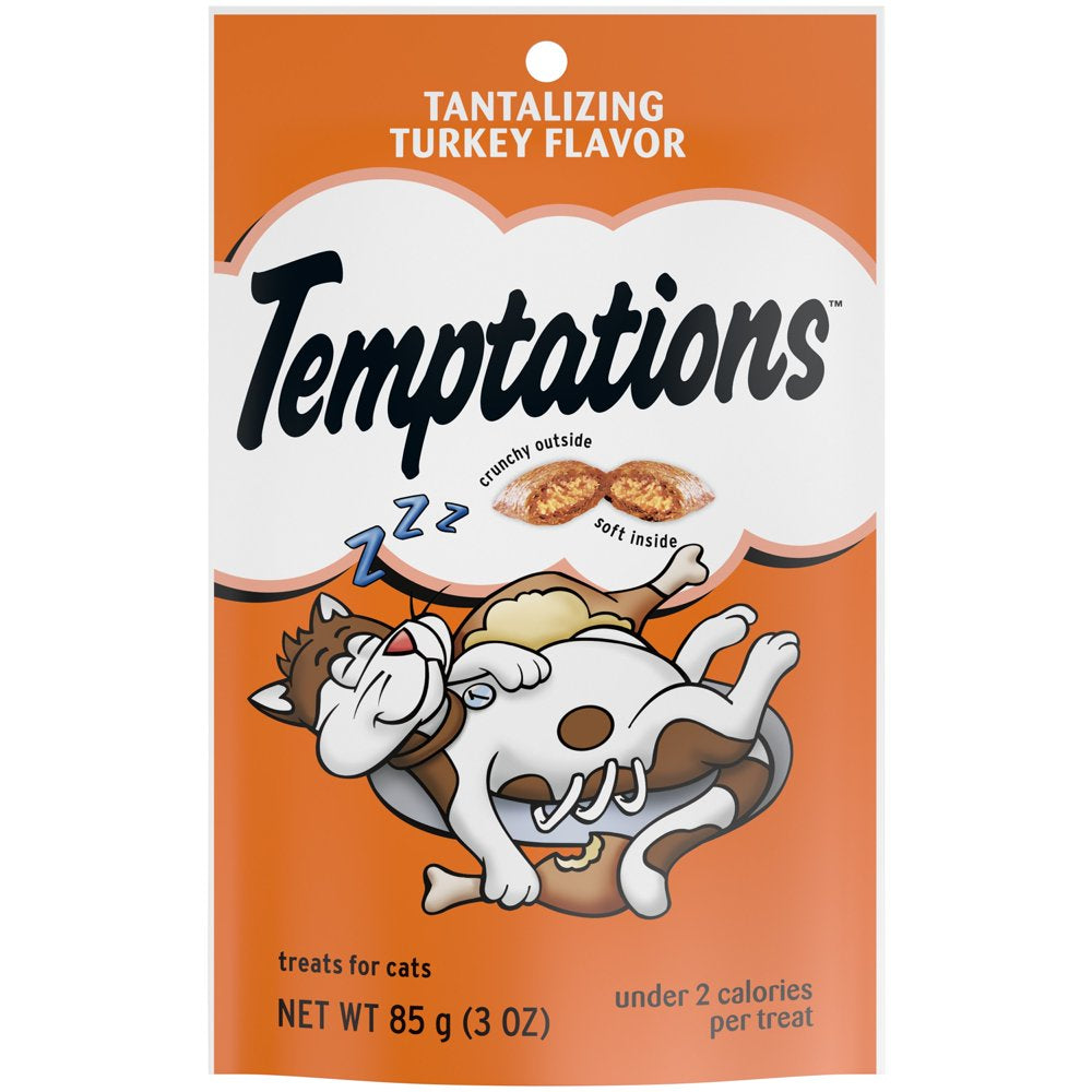 TEMPTATIONS Classic, Crunchy and Soft Cat Treats, Tantalizing Turkey, 3 Oz. Pouch