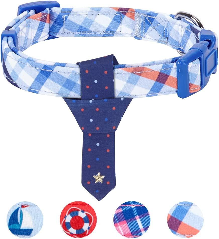 Blueberry Pet 4 Patterns Blue Hue Scottish Plaid Style Adjustable Tie Dog Collar, Small, Neck 12"-16" Animals & Pet Supplies > Pet Supplies > Dog Supplies > Dog Apparel Blueberry Pet   