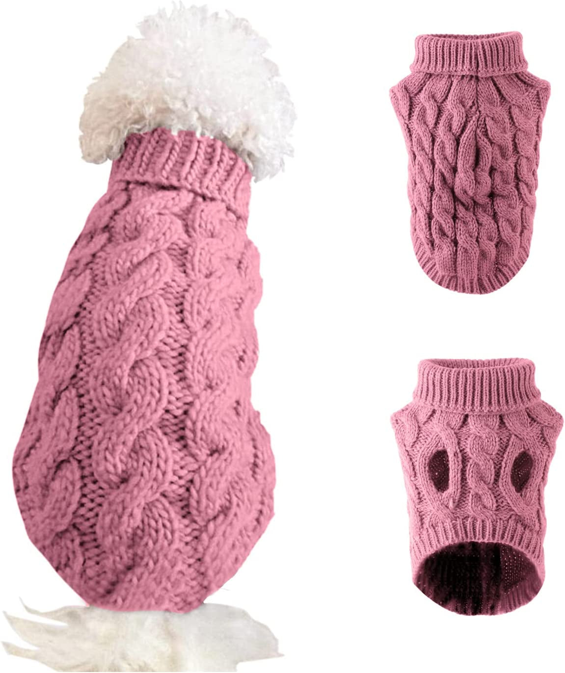 Cnarery Knitted Turtleneck Dog Sweaters, Warm Pet Sweater, Cute Knitted Classic Dog Sweater for Autumn and Winter Cold Weather Puppy Clothes(Gray) Animals & Pet Supplies > Pet Supplies > Dog Supplies > Dog Apparel Cnarery Pink Medium 