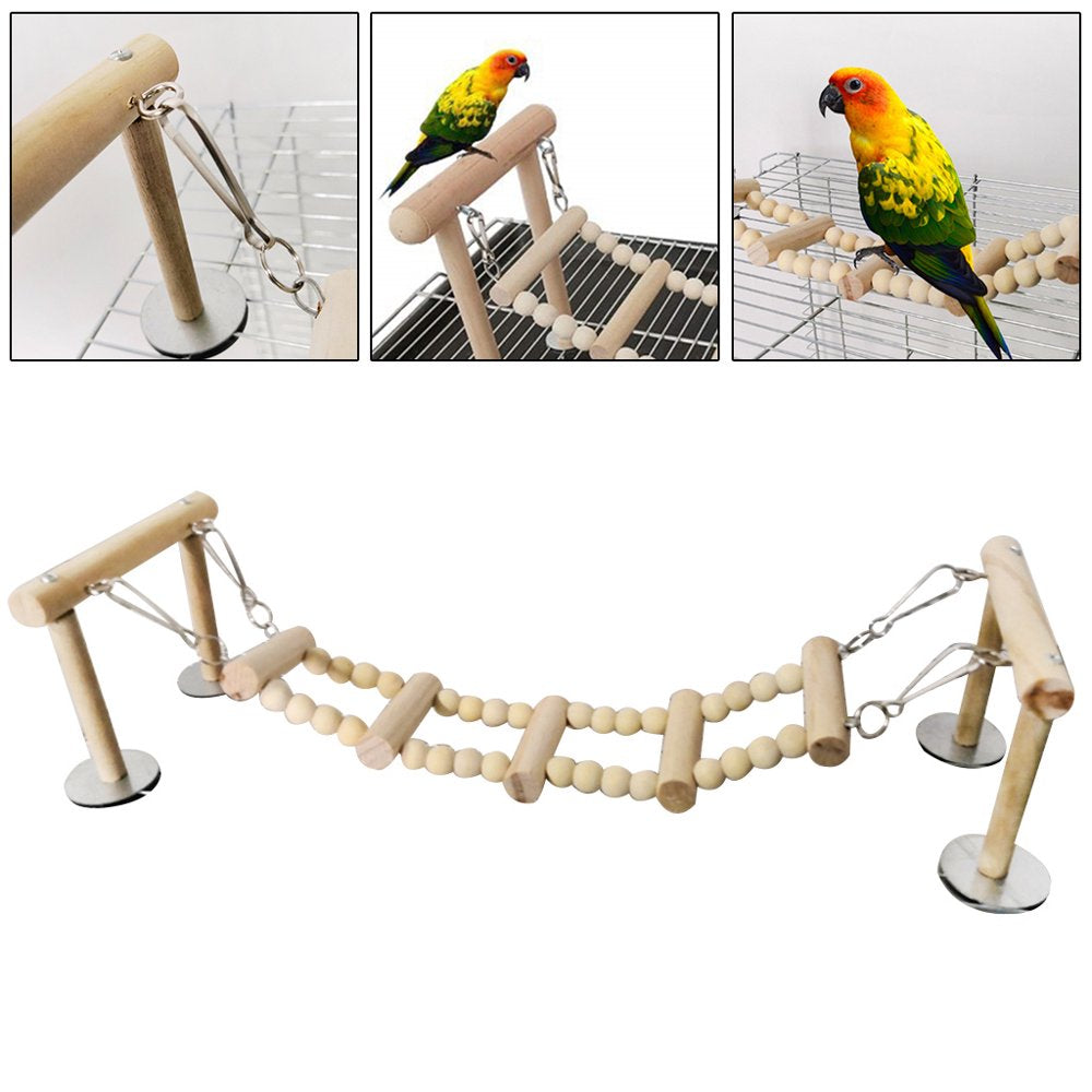 VIEGINE Wooden Bird Perches Stand Toys Parrot Swing Climbing Ladder Parakeet Cockatiel Lovebirds Finches Play Gyms Playground Animals & Pet Supplies > Pet Supplies > Bird Supplies > Bird Ladders & Perches VIEGINE   