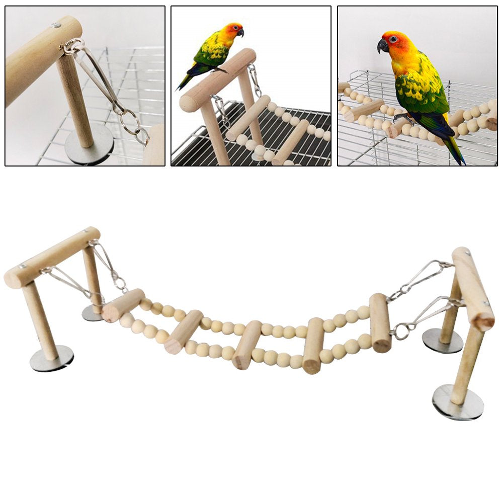 HOTYA Wooden Bird Perches Stand Toys Parrot Swing Climbing Ladder Parakeet Cockatiel Lovebirds Finches Play Gyms Playground