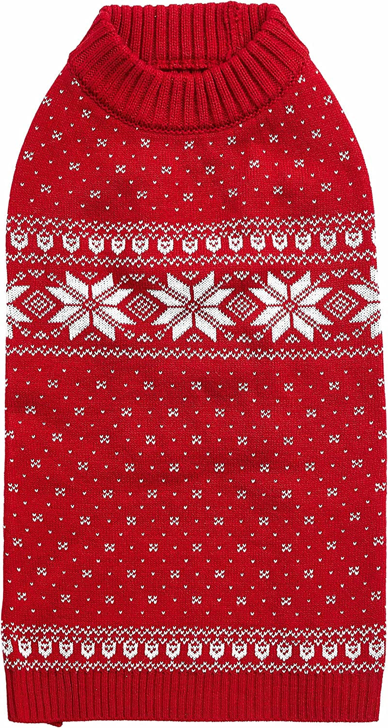 Blueberry Pet Ugly Christmas Reindeer Dog Sweater Turtleneck Holiday Family Matching Clothes for Dog, Tango Red & Navy Blue, Back Length 12", Warm Winter Outfit for Small Dogs Animals & Pet Supplies > Pet Supplies > Dog Supplies > Dog Apparel Blueberry Pet B Design: Dog - True Red 14 inch (Pack of 1) 