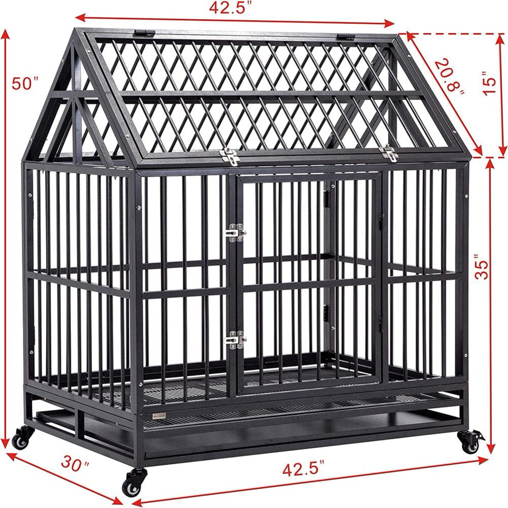 Jaydayon 42 Heavy Duty Dog Crate Dog Kennel Dog Cage Playpen for Medium or Large Dogs Pets Silver Steel XL