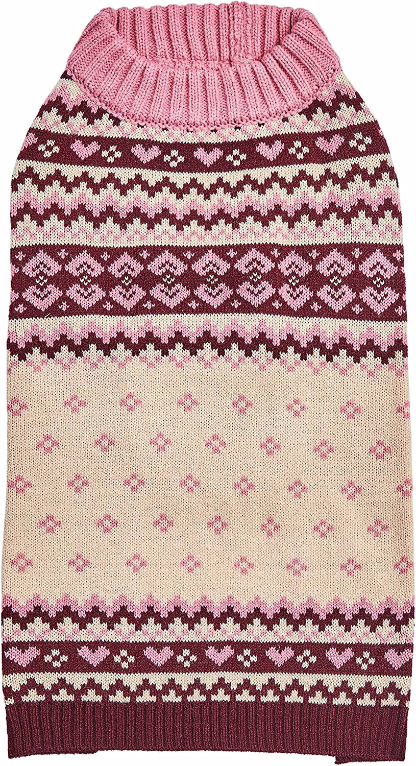 Blueberry Pet Artisan Chic Turtleneck Fair Isle Fall Winter Pullover Dog Sweater in Beige, Back Length 10", Warm Clothes for Small Dogs Animals & Pet Supplies > Pet Supplies > Dog Supplies > Dog Apparel Blueberry Pet Dog Sweater - Chic Pink 22 inch (Pack of 1) 