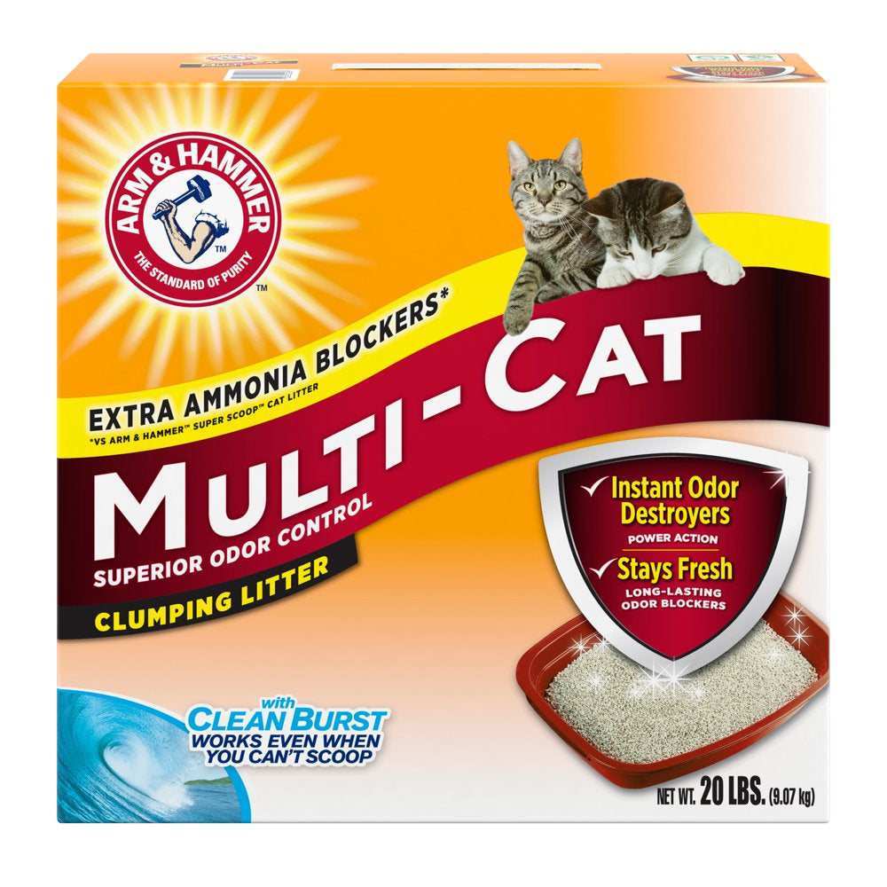 Arm & Hammer Multi-Cat Superior Odor Control with Clean Burst Clumping Cat Litter, 40Lb Animals & Pet Supplies > Pet Supplies > Cat Supplies > Cat Litter Church & Dwight Co., Inc. 20 LBS. (9.07 kg)  