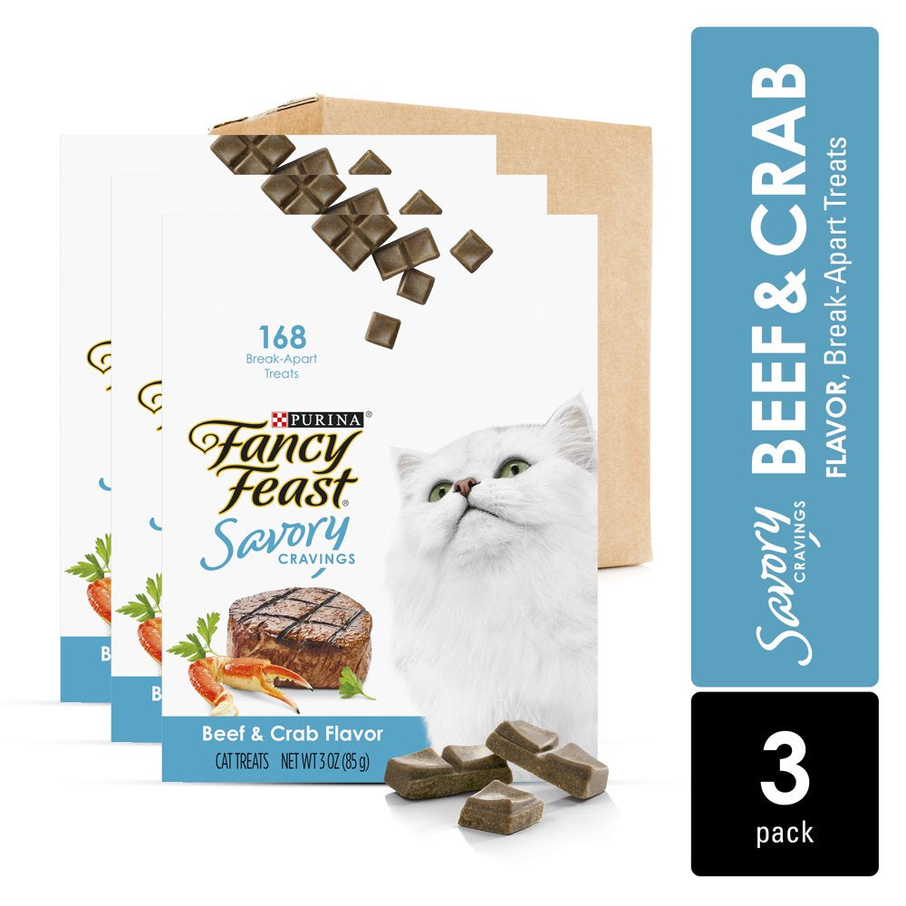 Fancy Feast Limited Ingredient Cat Treats, Savory Cravings Beef & Crab Flavor, 9 Oz. Box