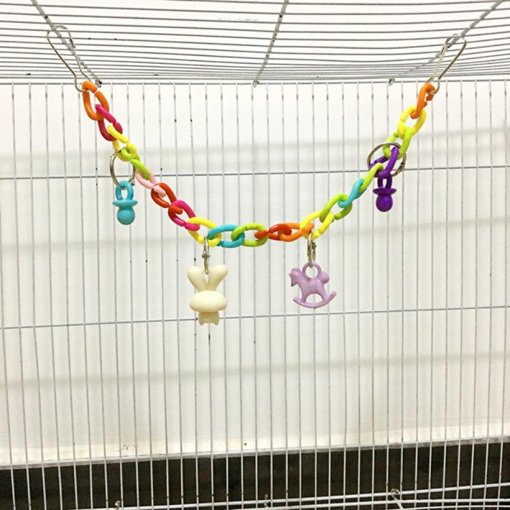 Bird Parrot Ringer Bells Toy Colourful Hanging Swing Bridge Ladder Pet Hamster Parrot Acrylic Chew Perch Metal Bell Birds Toy Lovebird Cage Accessories