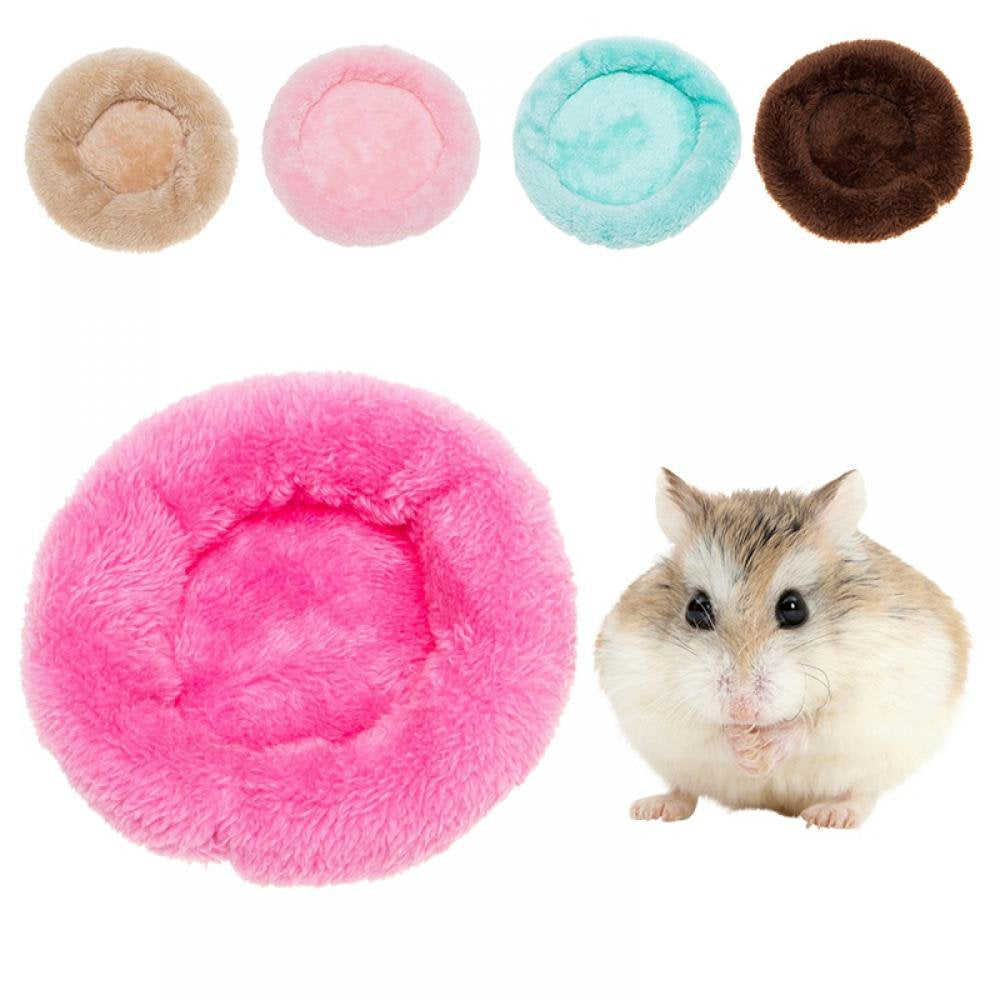MELLCO Small Pet round Soft Fleece Bed, Winter Warm Fleece Hamsters House round Anti-Skid Sleeping Mat for Gerbils Chinchillas Squirrel Hedgehog Guinea Pigs Small Animals - Coffee - L