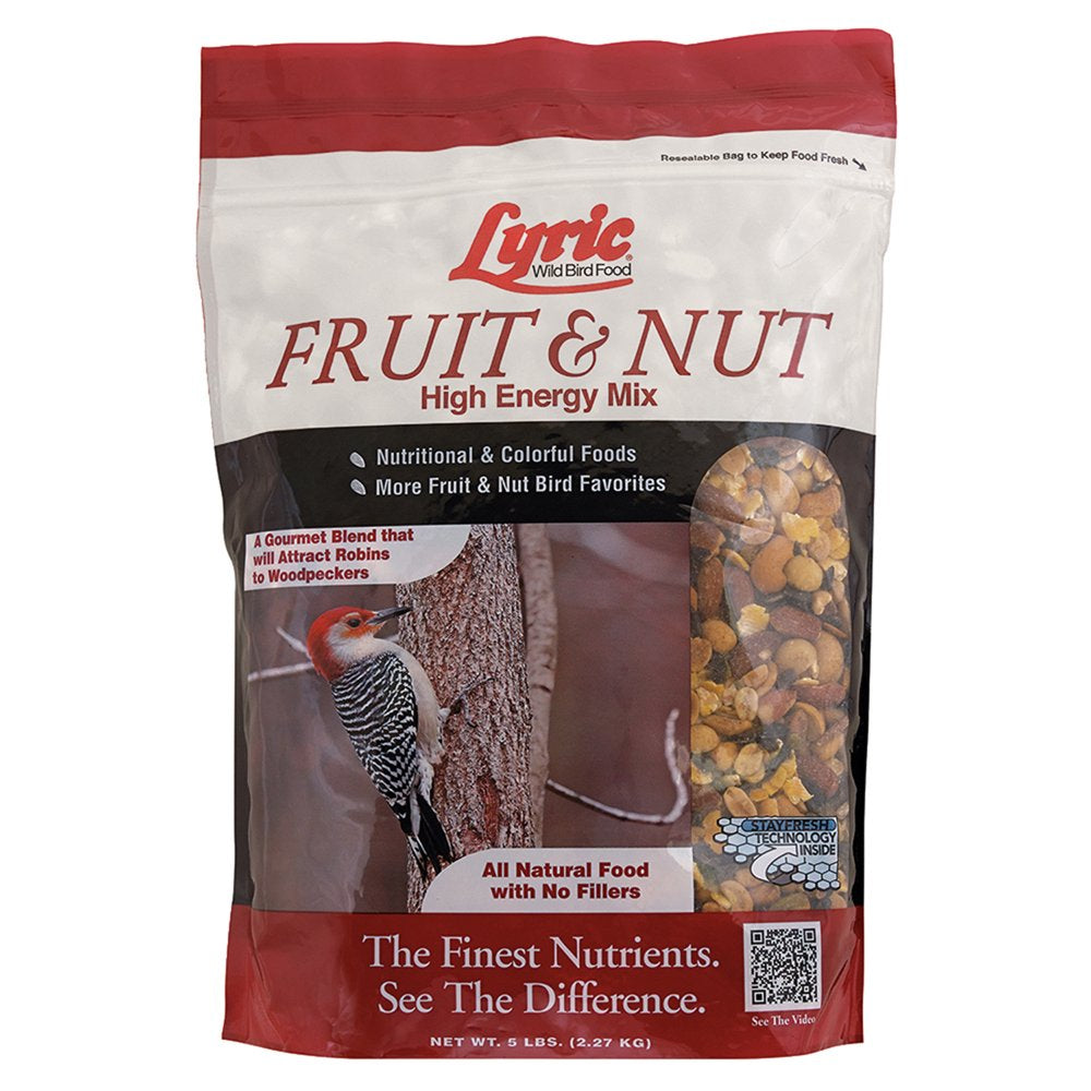 Lyric Fruit and Nut Wild Bird Seed, High Energy Wild Bird Food Mix, 5 Lb. Bag Animals & Pet Supplies > Pet Supplies > Bird Supplies > Bird Food Lebanon Seaboard Corporation   