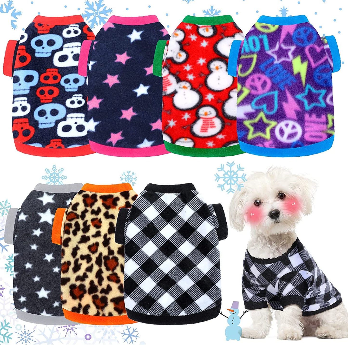 7 Pcs Dog Fleece Sweaters Dog Warm Sweater Dog Sweatshirt Winter Dog Outfits Soft Fleece Puppy Sweater Outfits for Chihuahua Yorkshire Pets Dog Cat (Cool, L(Neck: 13.39", Chest: 19.61", Back: 14.17")) Animals & Pet Supplies > Pet Supplies > Dog Supplies > Dog Apparel Xuniea Cool M(Neck: 11.81", Chest: 18.11", Back: 12.20") 