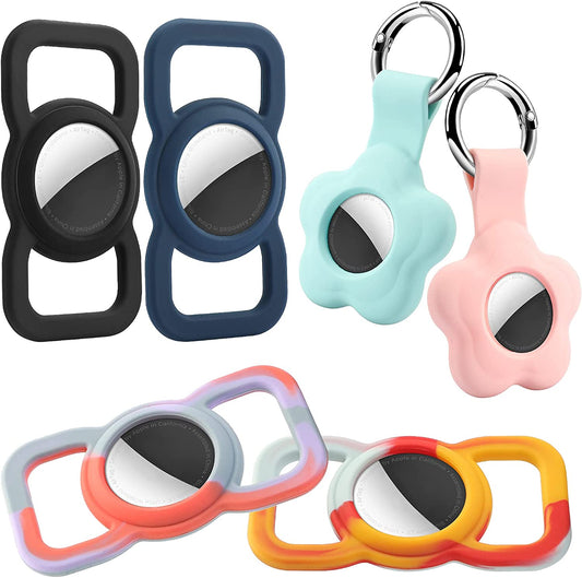 Silicone Airtag Holder with Airtags Case Keychain 6 Pack, Air Tag Holder Airtag Key Ring Cases Protective Cover Airtag Pet Loop Holder for Luggage Dogs Cats Collar Backpack, Airtag Accessories Holder