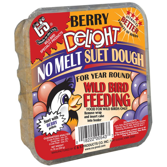 C&S Products Berry Delight Suet, No Melt for Year round Feeding, 11.75 Oz Cake, Wild Bird Food Animals & Pet Supplies > Pet Supplies > Bird Supplies > Bird Food Central Garden and Pet   