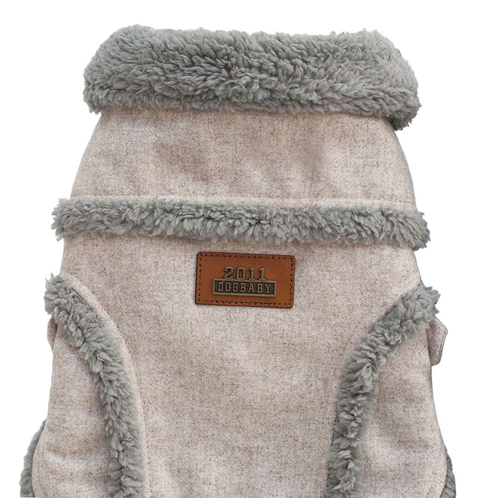 Hiheart Small Senior Lean-Bodied Dog Faux Shearling Lining Winter Coat Beige M Animals & Pet Supplies > Pet Supplies > Dog Supplies > Dog Apparel Daai Apparel Co LTD   