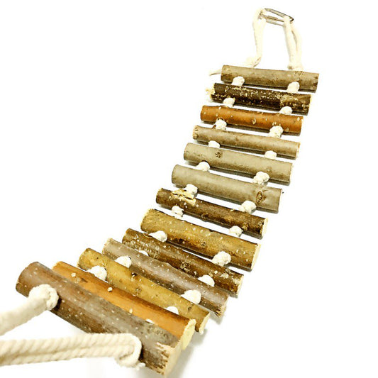 Clearance! Natural Parrot Toys Hanging Bell Pet Bird Cage Hammock Swing Climbing Ladders Naturals Wooden Ladder Bird Toy Flexible Bridge Swing Ladder for Parrots Pet Training Animals & Pet Supplies > Pet Supplies > Bird Supplies > Bird Toys EleaEleanor   