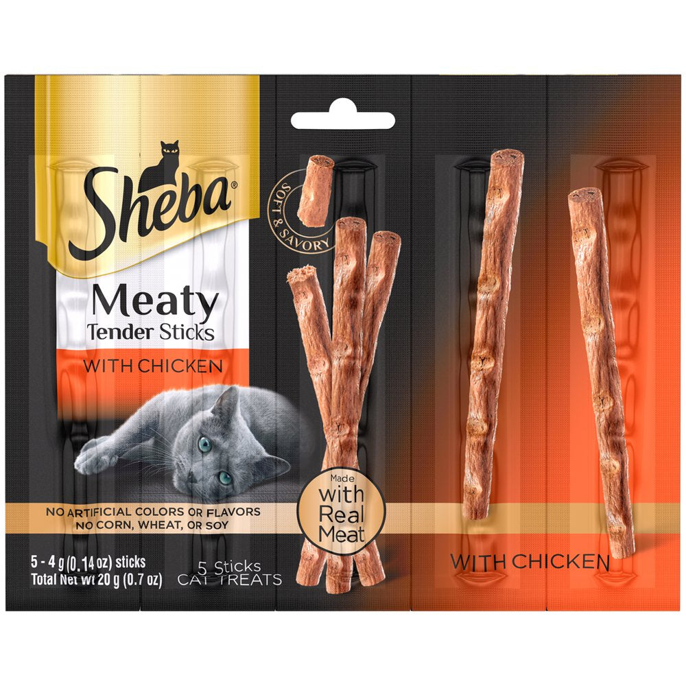 SHEBA Chicken Flavor Soft & Stick Treats for Cat, 0.7 Oz. (5 Count) Animals & Pet Supplies > Pet Supplies > Cat Supplies > Cat Treats Mars Petcare Chicken  