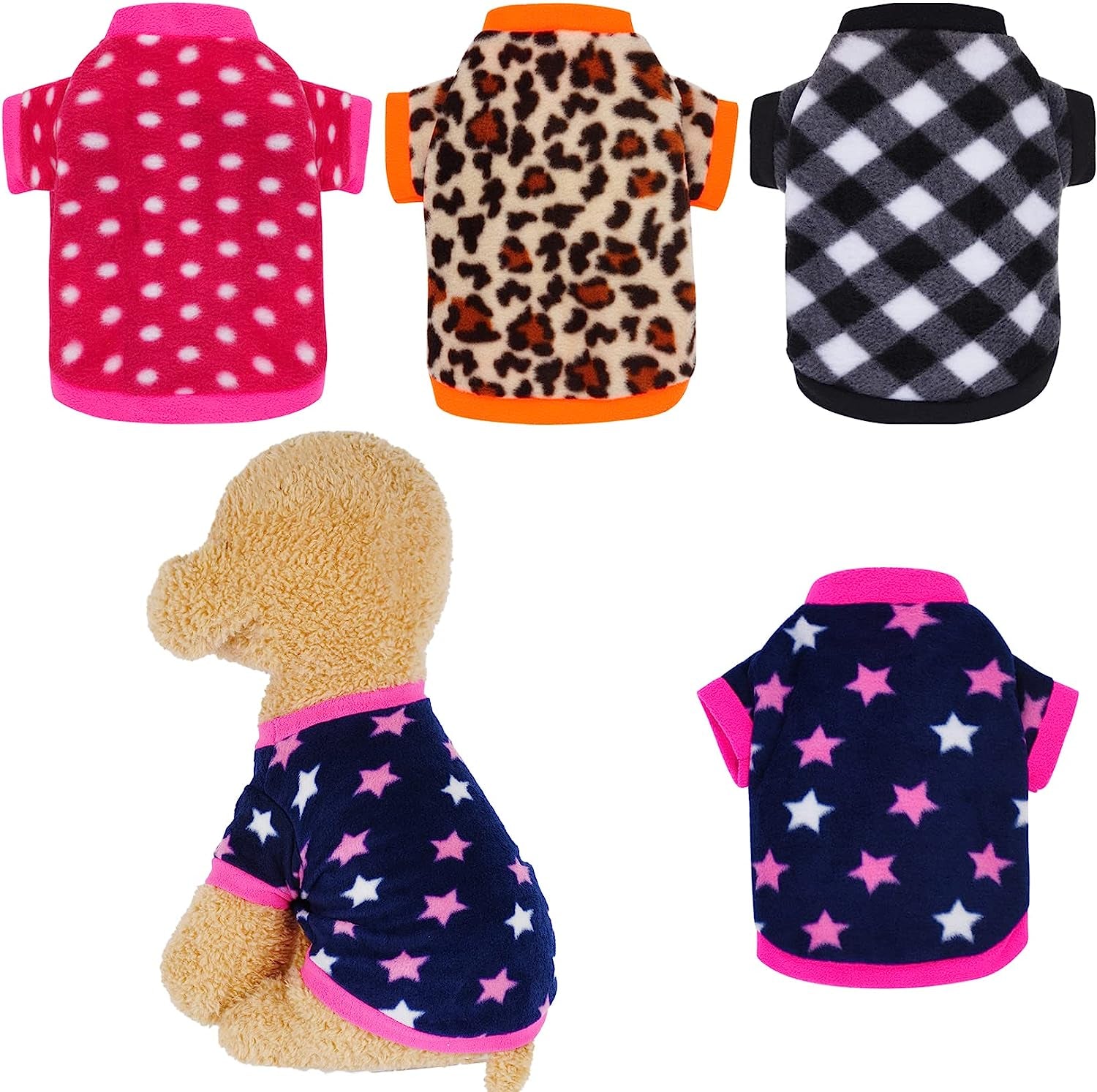 Rbenxia 4 Pieces Dog Fleece Sweaters Puppy Warm Sweater Doggie Sweatshirt Soft Fleece Dog Pajamas Puppy Clothes Winter Dog Outfits for Small Puppy Dog Cat Pets (Small) Animals & Pet Supplies > Pet Supplies > Dog Supplies > Dog Apparel Rbenxia Medium  