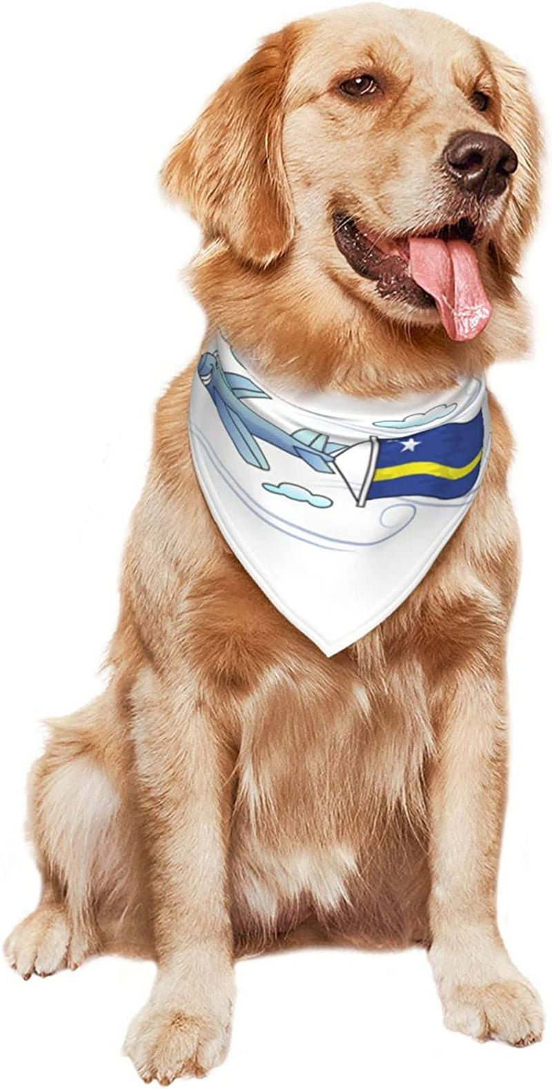 Airplane with Flag Curacao Pet Dog and Cat Decorative Triangle Scarf,Dog Bandana,Breathable and Stain Resistant. Animals & Pet Supplies > Pet Supplies > Dog Supplies > Dog Apparel ZALTAS   