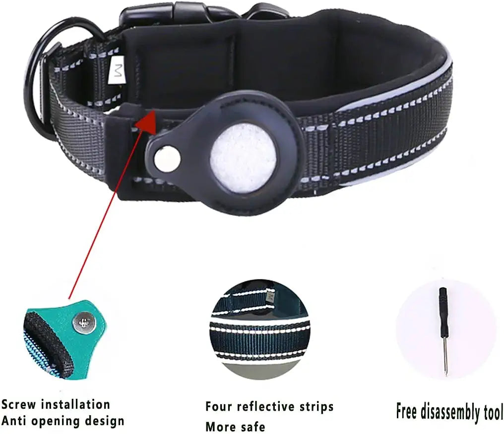 Airtag Dog Collar, Reflective Apple Air Tag Heavy Duty Collar with Holder Case, Adjustable Accessories Pet for Medium Large Dogs (M(15.5Inch ~ 17.7Inch), Black) (STECH101) Electronics > GPS Accessories > GPS Cases Nothers   