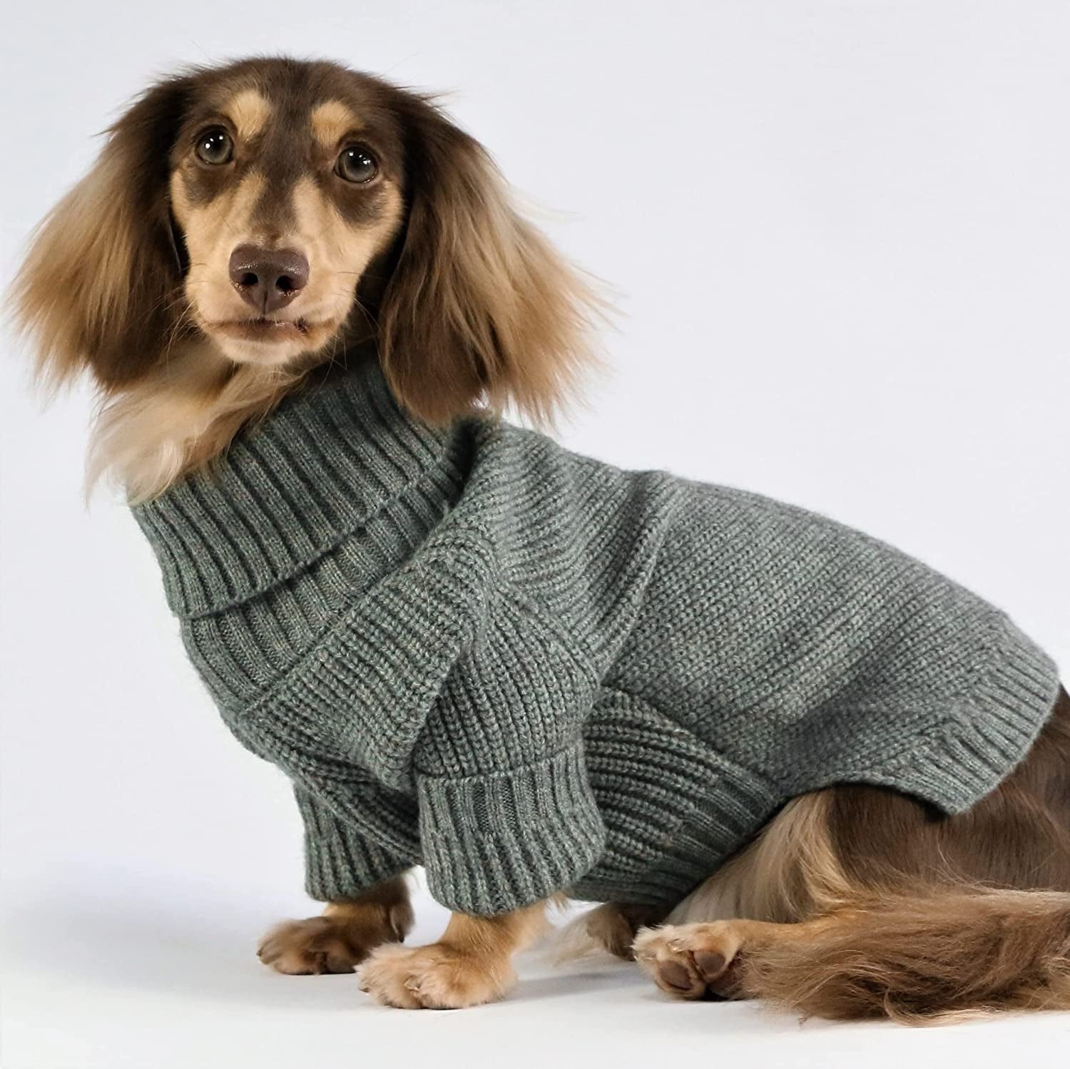 Fitwarm Dog Turtleneck Sweater, Thermal Knitted Pet Coat, Dog Winter Clothes for Small Dogs, Cat Apparel, Heather Grey, Small Animals & Pet Supplies > Pet Supplies > Dog Supplies > Dog Apparel Fitwarm   