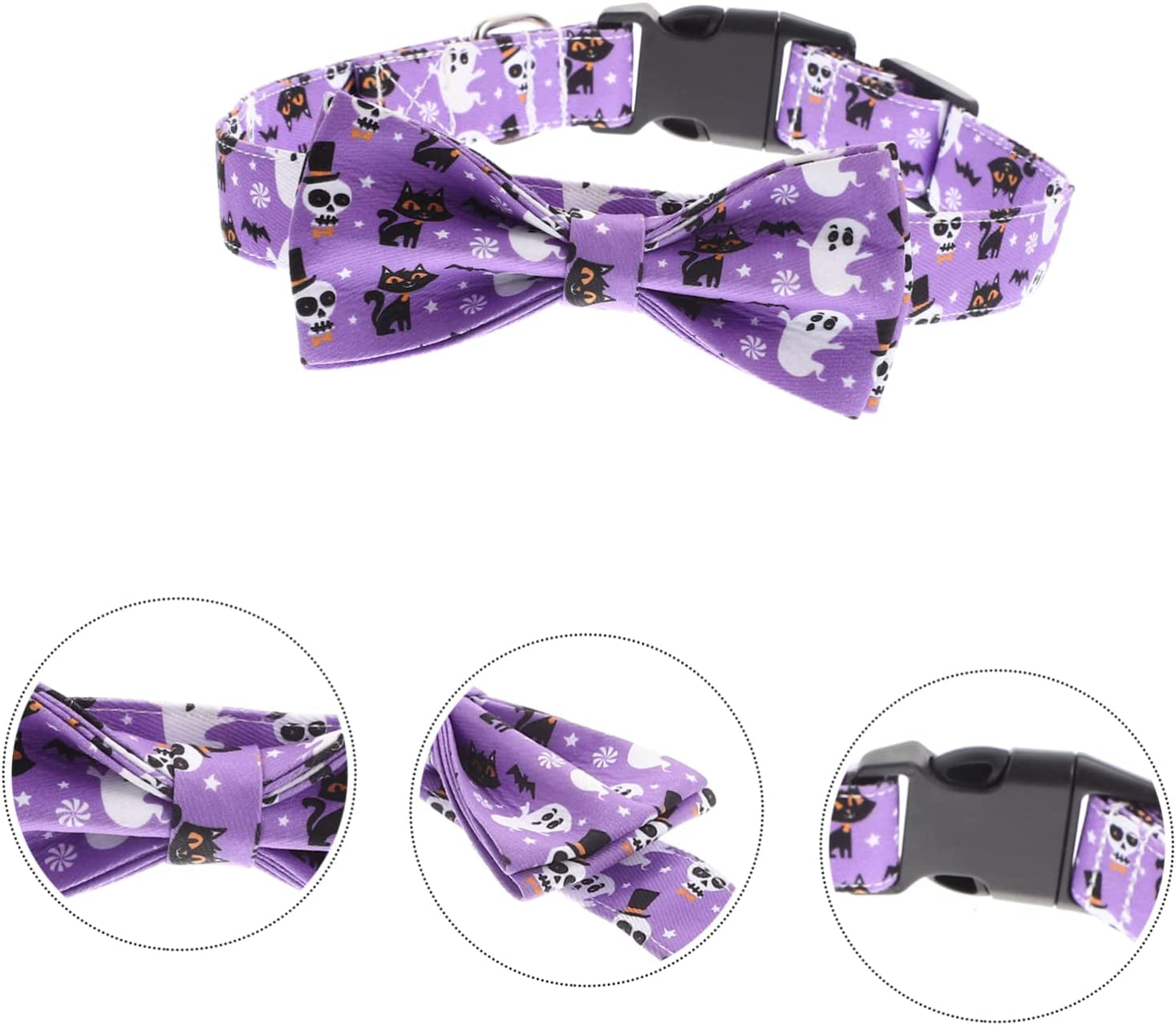 Generic 4Pcs Cat Decor Themed Collar Neckwear Pets Medium Collars Bowtie Bow Cats Fancy Designed Halloween Dog Photo for Removable Pet Comfortable Cute Decorative Adjustable Ties Purple Animals & Pet Supplies > Pet Supplies > Dog Supplies > Dog Apparel generic   