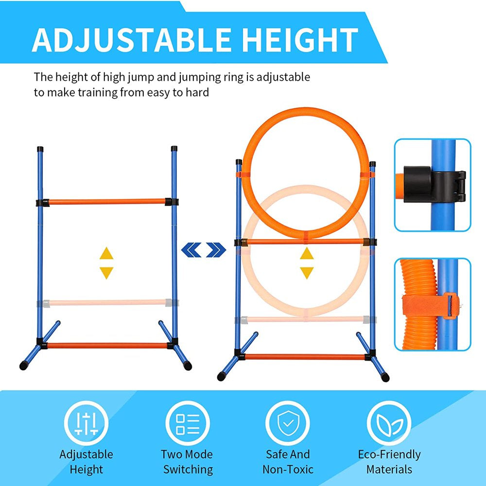 Bsyang Dog Agility Training Equipment, Dog Obstacle Course Training Starter Kit - Pet Outdoor Games with Tunnel, Weave Poles, Adjustable Hurdle, Jump Ring, Pause Box, Toys and Carrying Bag Animals & Pet Supplies > Pet Supplies > Dog Supplies > Dog Treadmills Bsyang   