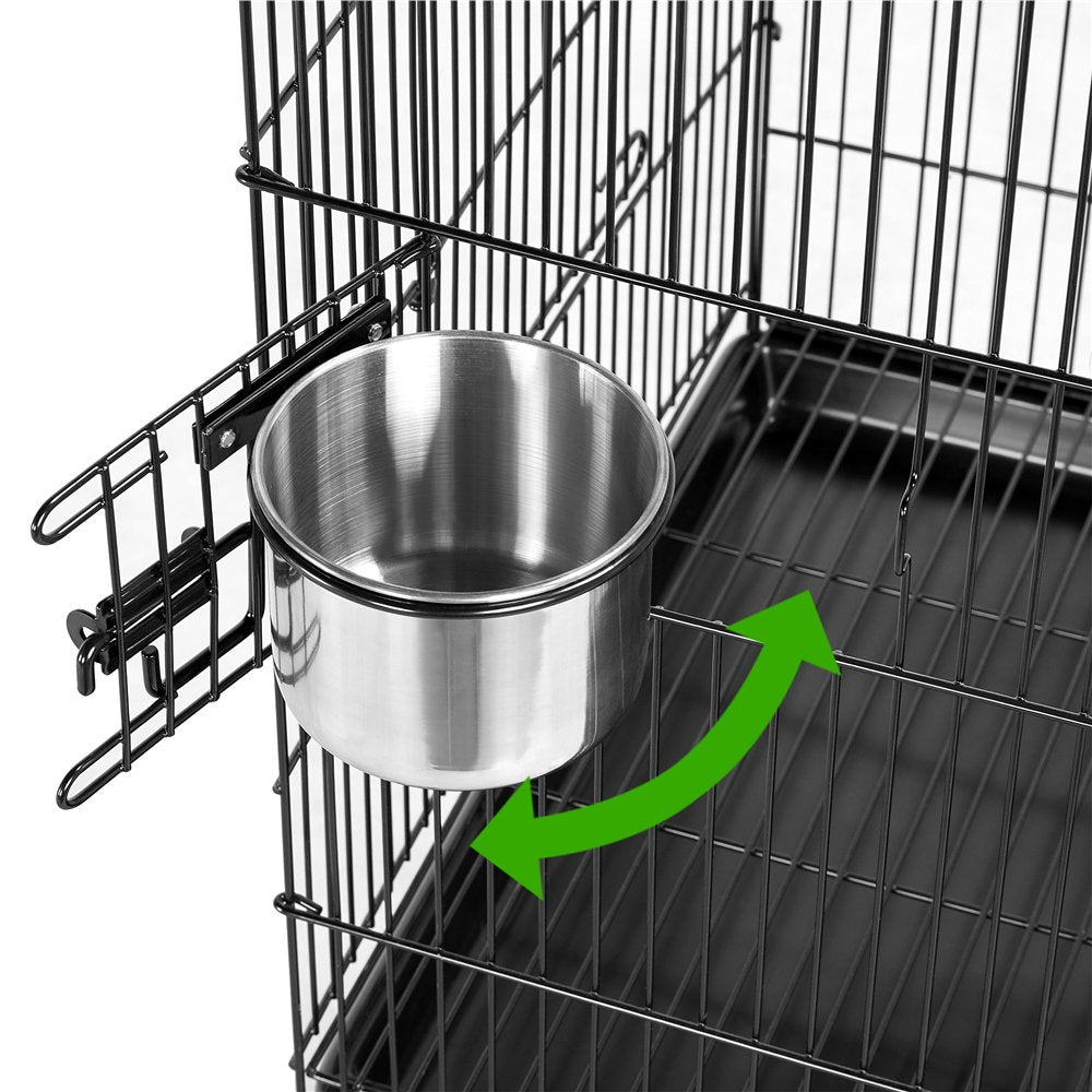 Topeakmart 59'' H Open Top Metal Bird Cage Rolling Parrot Cage with Stand for Small Birds Parakeet Lovebirds Cockatiel Canary Black Animals & Pet Supplies > Pet Supplies > Bird Supplies > Bird Cages & Stands Topeakmart   