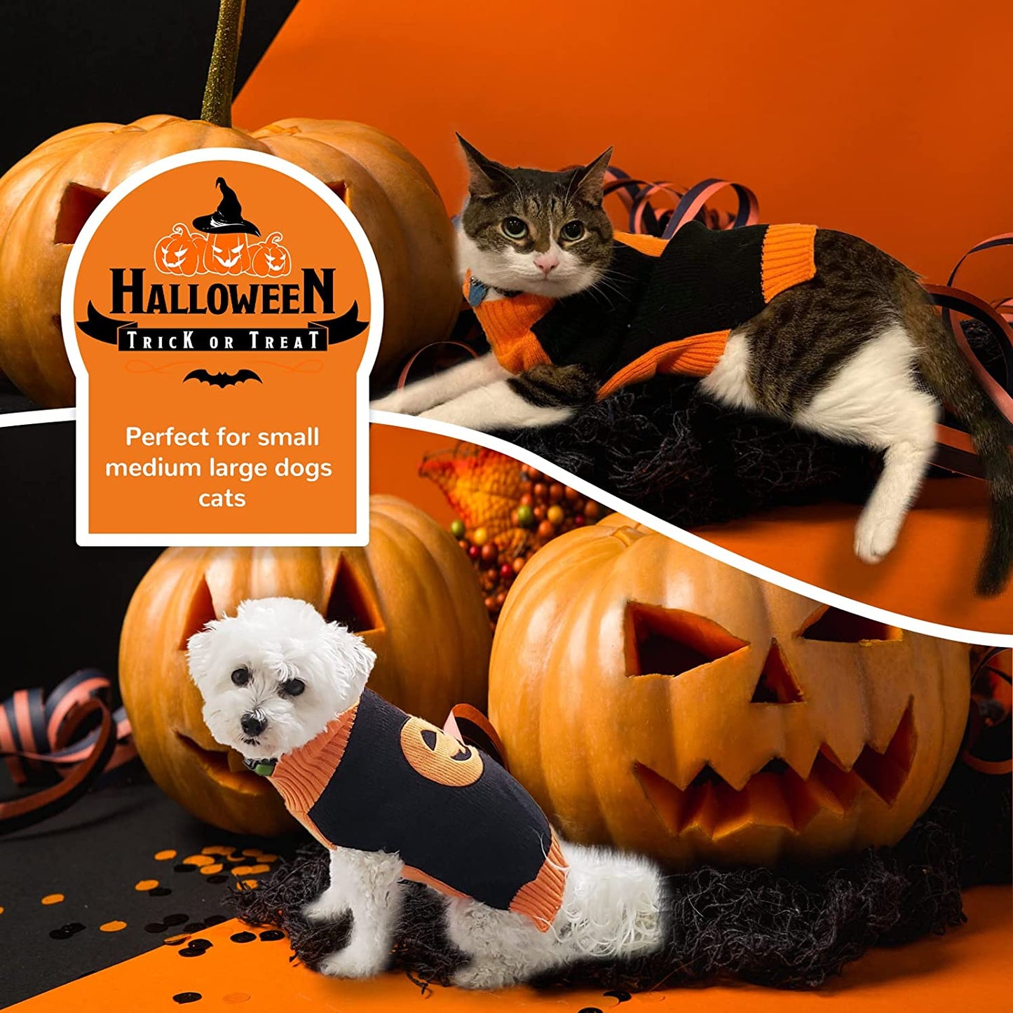 PETCARE Halloween Dog Sweater Ugly Funny Pumpkin Puppy Sweaters Halloween Costumes for Small Medium Large Dogs Cats Fall Winter Warm Soft Knit Vest Pet Dog Cat Kitten Clothes Big Dog Outfits Animals & Pet Supplies > Pet Supplies > Dog Supplies > Dog Apparel Yi Wu Shi Jia Chong Dian Zi Shang Wu Shang Hang   