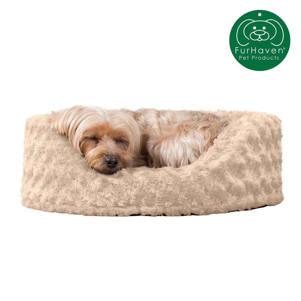 Furhaven | Oval Ultra Plush Pet Bed for Dogs & Cats, Strawberry, Medium Animals & Pet Supplies > Pet Supplies > Cat Supplies > Cat Beds FurHaven Pet S Cream 