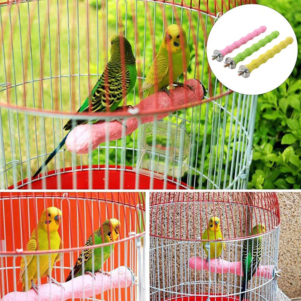 Bird Perch Parrot Stand Cage Accessories Natural Wooden Stick Paw Grinding Rough-Surfaced Chew Toy for Cockatiels,Cockatoo,Lorikeet,Conure,Parakeet 3 Pack (Random Color) Animals & Pet Supplies > Pet Supplies > Bird Supplies > Bird Cage Accessories HONGRON   