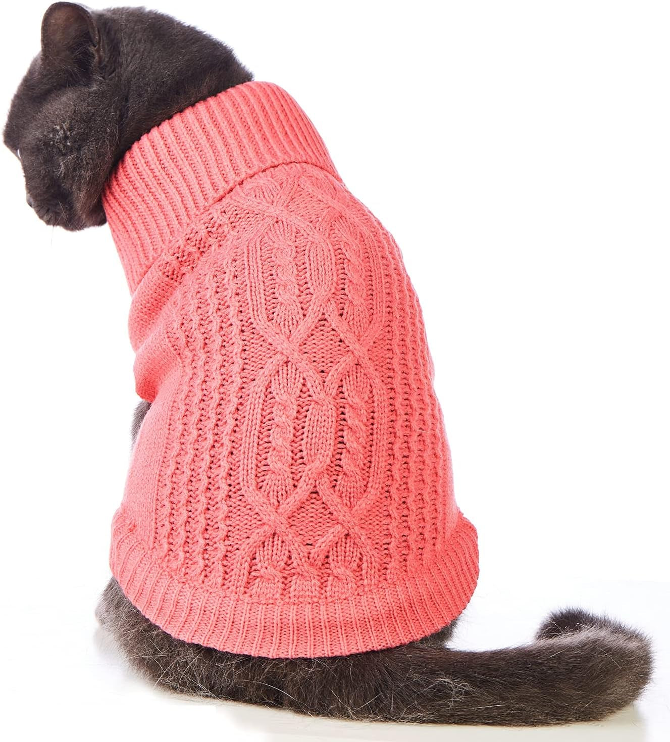 Jnancun Cat Sweater Turtleneck Knitted Sleeveless Cat Clothes Warm Winter Kitten Clothes Outfits for Cats or Small Dogs in Cold Season (Medium, Purple) Animals & Pet Supplies > Pet Supplies > Dog Supplies > Dog Apparel Jnancun Pink Medium 