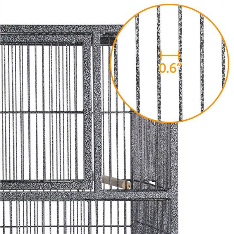 Topeakmart Stackable Metal Wide Bird Cage Divided Bird Breeder Cage with Rolling Stand for Finch Canaries Parakeets Cockatiels Budgies Black Animals & Pet Supplies > Pet Supplies > Bird Supplies > Bird Cages & Stands Topeakmart   