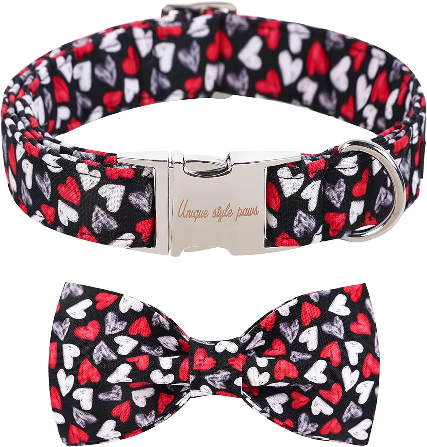 Unique Style Paws Mother'S Day Dog Collar with Bow Tie Blue Heart Puppy Collar Best Gift for Small Medium Large Boys Girls-M Animals & Pet Supplies > Pet Supplies > Dog Supplies > Dog Apparel Unique style paws   